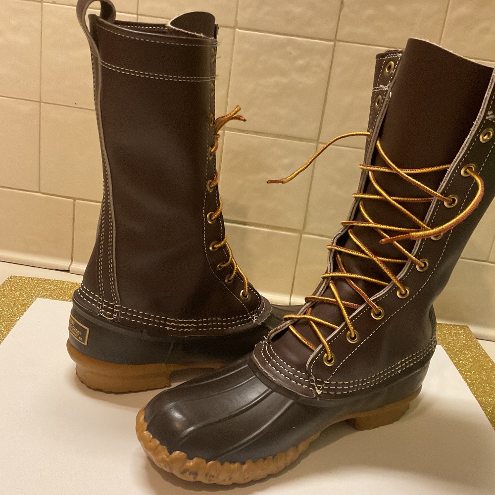 Vtg New LL Bean Boots Mens Sz 7 Tall Duck "Hunting" Boots Leather USA Insulated